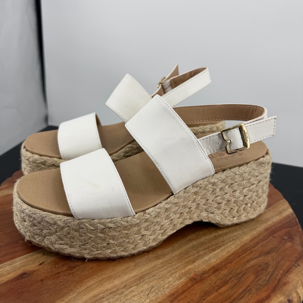Dr.‎ Scholl's Women's Delaney Espadrille Wedge Sandal, White sz 7.5 faux leather - Picture 4 of 12